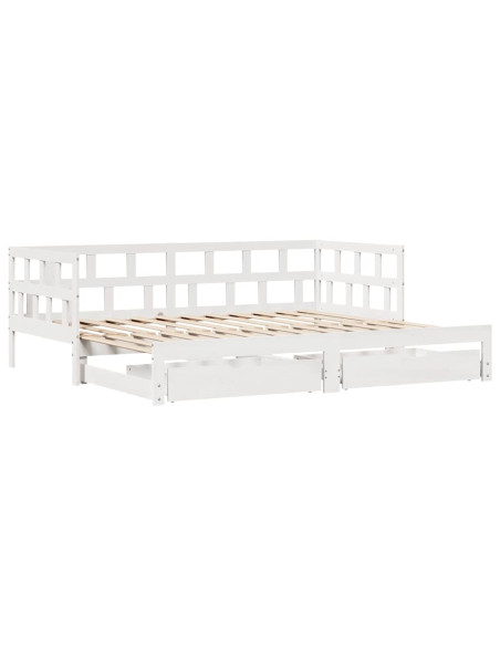 Letto Estraibile con Cassetti senza Materasso Bianco 90x190 cm