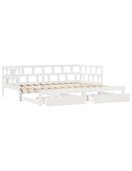 Letto Estraibile con Cassetti senza Materasso Bianco 90x190 cm