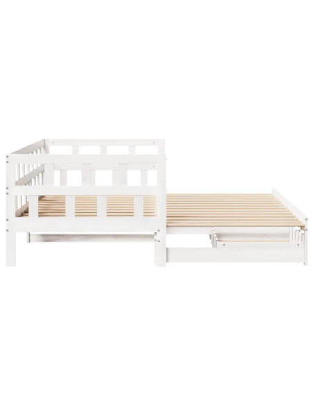 Letto Estraibile con Cassetti senza Materasso Bianco 90x190 cm