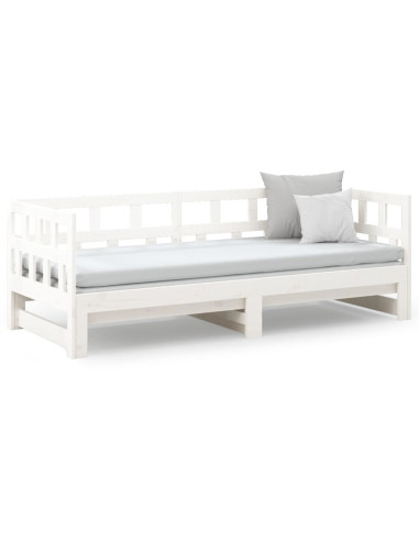 Dormeuse Estraibile Bianca Legno Massello di Pino 2x(80x200) cm
