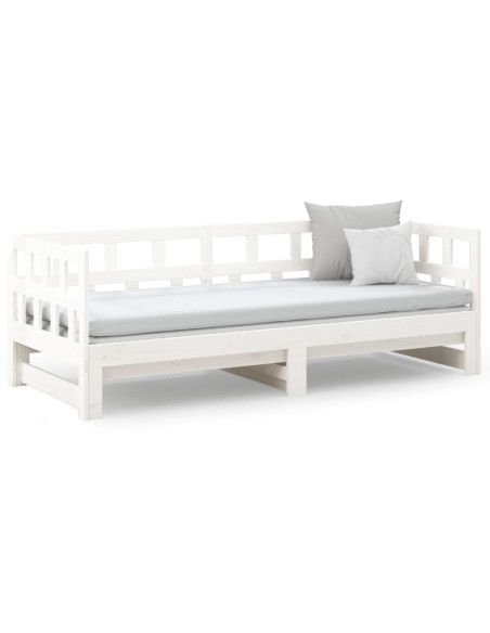 Dormeuse Estraibile Bianca Legno Massello di Pino 2x(80x200) cm
