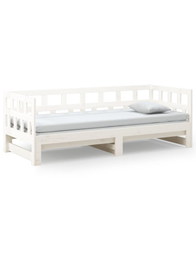 Dormeuse Estraibile Bianca Legno Massello di Pino 2x(80x200) cm