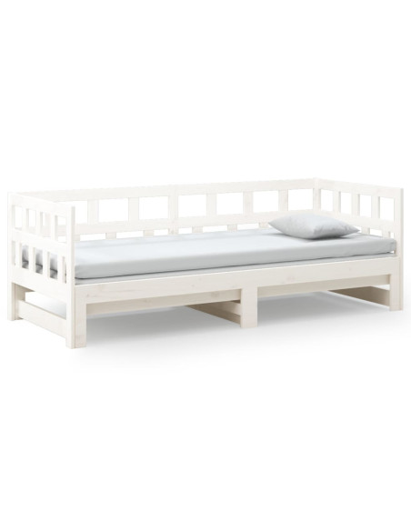 Dormeuse Estraibile Bianca Legno Massello di Pino 2x(80x200) cm