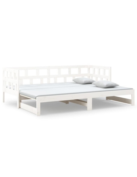 Dormeuse Estraibile Bianca Legno Massello di Pino 2x(90x190) cm