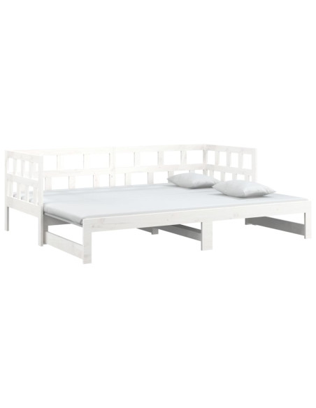 Dormeuse Estraibile Bianca Legno Massello di Pino 2x(90x190) cm