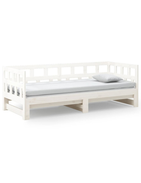 Dormeuse Estraibile Bianca Legno Massello di Pino 2x(90x190) cm