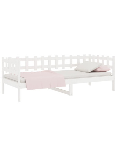 Dormeuse senza Materasso Bianca 90x200 cm Legno Massello Pino