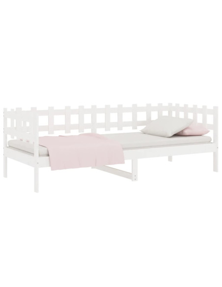 Dormeuse senza Materasso Bianca 90x200 cm Legno Massello Pino