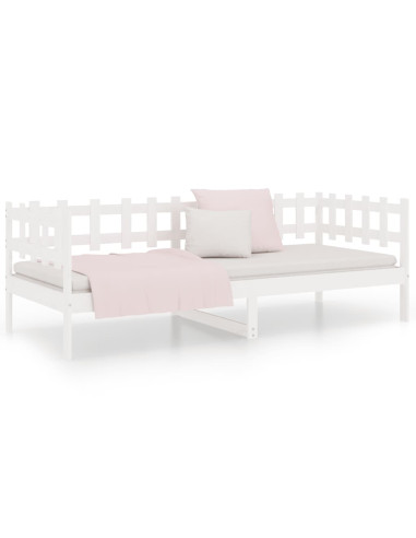 Dormeuse senza Materasso Bianca 90x200 cm Legno Massello Pino