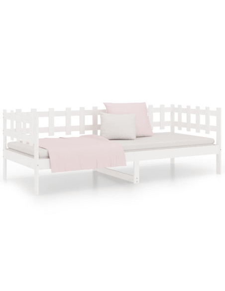 Dormeuse senza Materasso Bianca 90x200 cm Legno Massello Pino