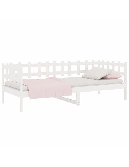 Dormeuse senza Materasso Bianca 90x190 cm Legno Massello Pino