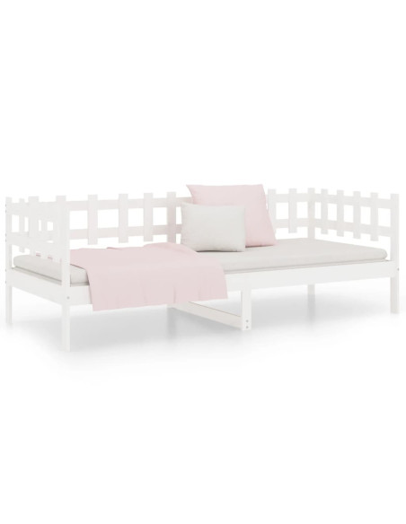 Dormeuse senza Materasso Bianca 90x190 cm Legno Massello Pino