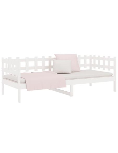 Dormeuse senza Materasso Bianca 90x190 cm Legno Massello Pino