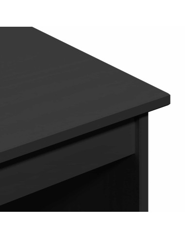Scrivania Nero 112 x 50 x 75 cm Legno di Pino Massello