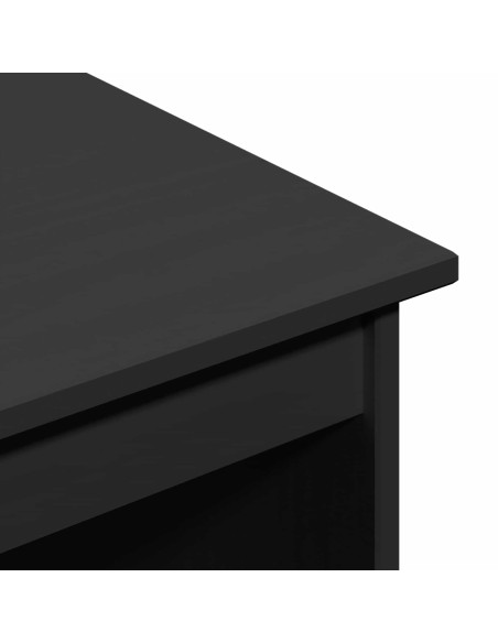 Scrivania Nero 112 x 50 x 75 cm Legno di Pino Massello
