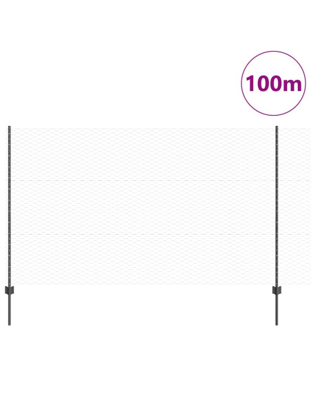 Recinzione con Posto Grigio 1,4 x 100 m Acciaio e PVC