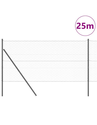 Palo della recinzione Grigio 25 x 1 m (rete da 50 mm) Acciaio