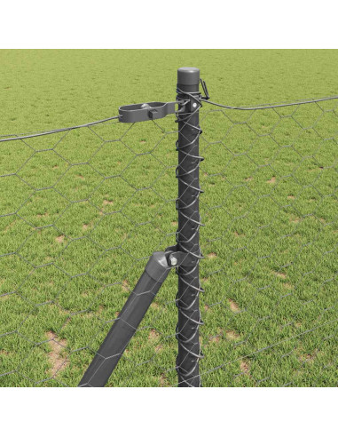 Palo della recinzione Grigio 25 x 1 m (rete da 50 mm) Acciaio