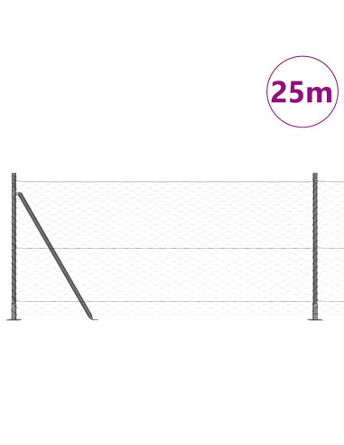 Palo della recinzione Grigio 25 x 1 m (rete da 50 mm) Acciaio