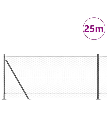 Palo della recinzione Grigio 25 x 1 m (rete da 50 mm) Acciaio