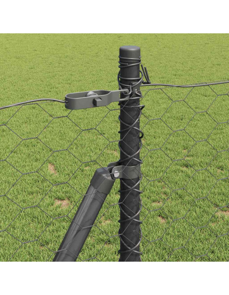 Palo della recinzione Grigio 25 x 1 m (rete da 50 mm) Acciaio