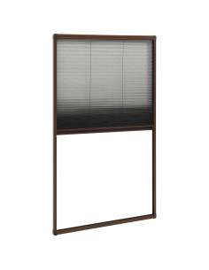 Zanzariera Plissettata Finestre in Alluminio Marrone 80x160 cm 2
