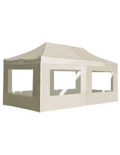 Gazebo Professionale Pieghevole Alluminio con Pareti 6x3m Crema 2