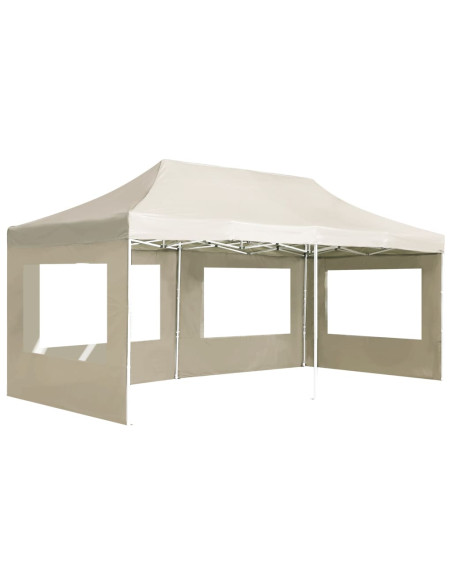 Gazebo Professionale Pieghevole Alluminio con Pareti 6x3m Crema
