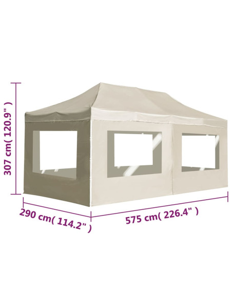 Gazebo Professionale Pieghevole Alluminio con Pareti 6x3m Crema