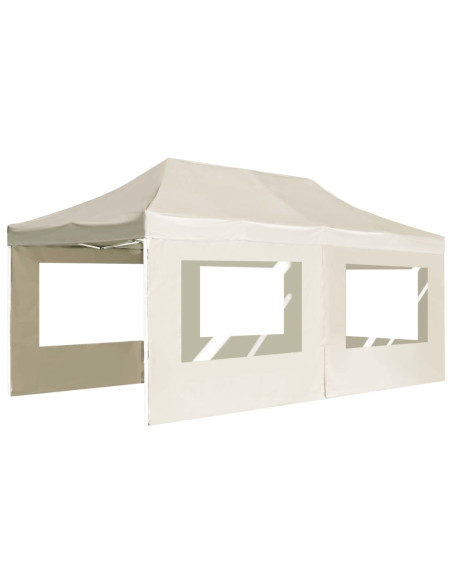 Gazebo Professionale Pieghevole Alluminio con Pareti 6x3m Crema
