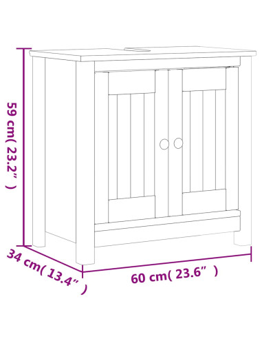 Set Mobili da Bagno 3 pz BERG Bianco in Legno Massello di Pino