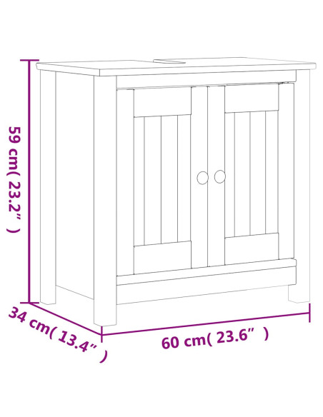Set Mobili da Bagno 3 pz BERG Bianco in Legno Massello di Pino