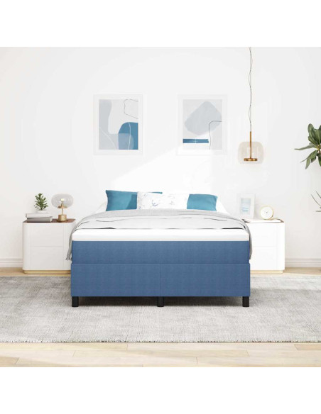 Letto a molle Blu e Bianco 203 x 160 x 60 cm