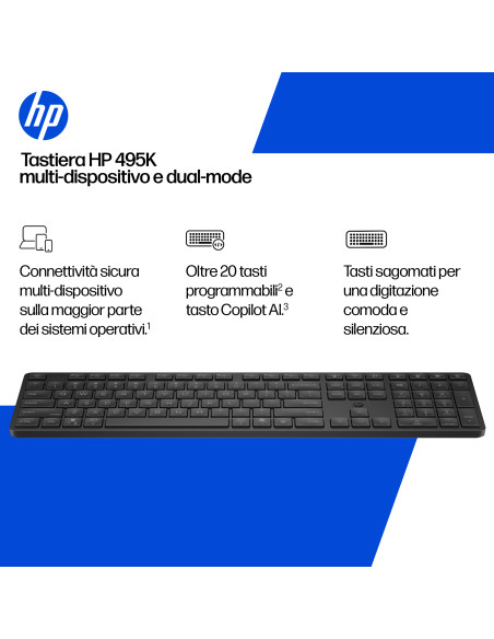 HP Tastiera 495K multi-dispositivo e dual-mode