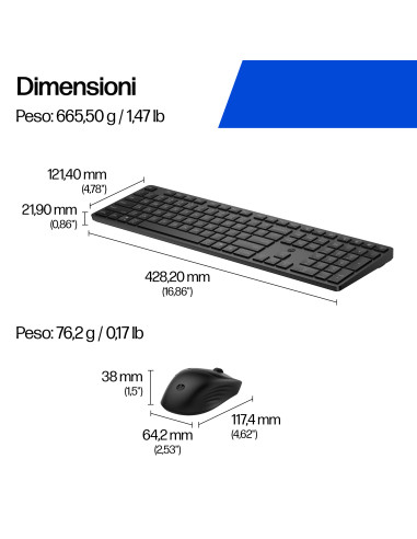 HP Combinazione di tastiera e mouse 495C multi-dispositivo e dual-mode