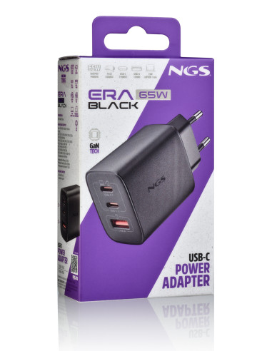 NGS ERA 65W BLACK Universale Nero AC Ricarica rapida Interno
