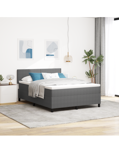 Letto a Sorgente LED Grigio chiaro e bianco 140 x 190 cm