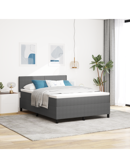 Letto a Sorgente LED Grigio chiaro e bianco 140 x 190 cm