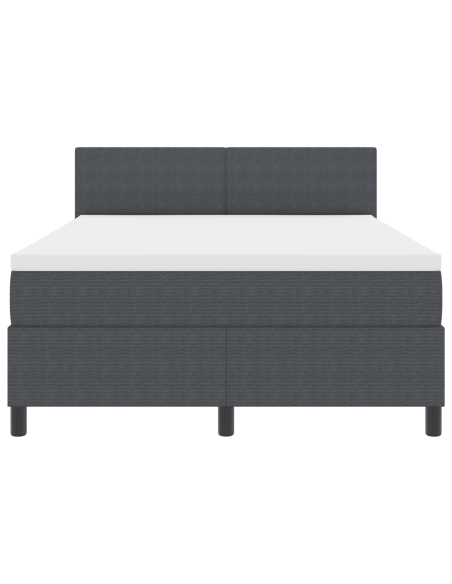 Letto a Sorgente LED Grigio Scuro e Bianco 140 x 190 cm