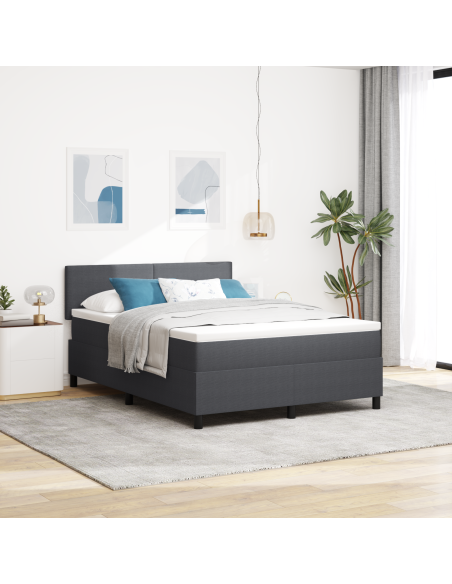 Letto a Sorgente LED Grigio Scuro e Bianco 140 x 190 cm