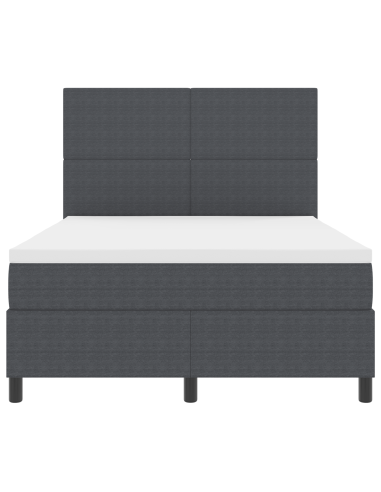 Letto a Sorgente LED Grigio Scuro e Bianco 140 x 190 cm