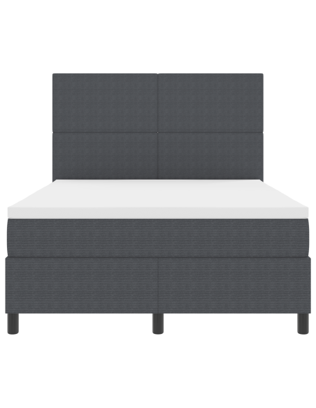 Letto a Sorgente LED Grigio Scuro e Bianco 140 x 190 cm