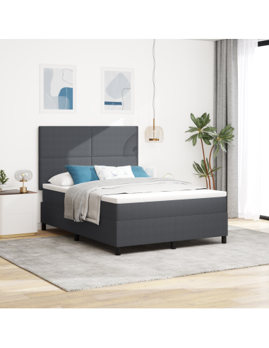 Letto a Sorgente LED Grigio Scuro e Bianco 140 x 190 cm
