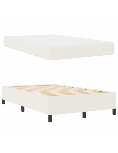 Struttura del letto con materasso Crema 120 x 190 cm Tessuto