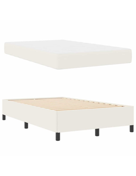 Struttura del letto con materasso Crema 120 x 190 cm Tessuto