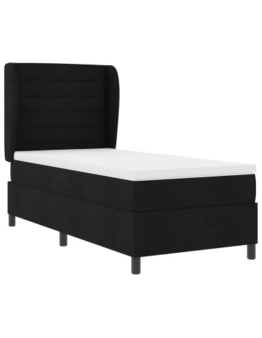 Letto a molle con materasso Nero 90 x 190 cm Tessuto