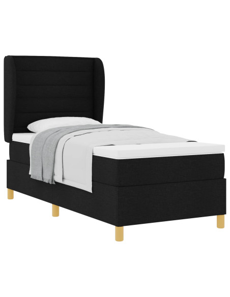 Letto con molle e materasso Grigio Scuro 90x190 cm Tessuto Nero