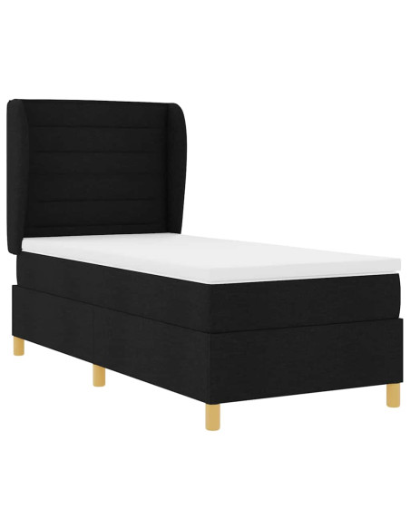 Letto con molle e materasso Grigio Scuro 90x190 cm Tessuto Nero
