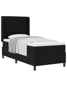 Letto a molle con materasso Nero 90 x 190 cm Tessuto 2