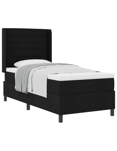 Letto a molle con materasso Nero 90 x 190 cm Tessuto